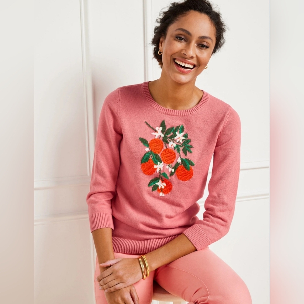 New Talbots Bold Oranges pullover crew neck Sweater